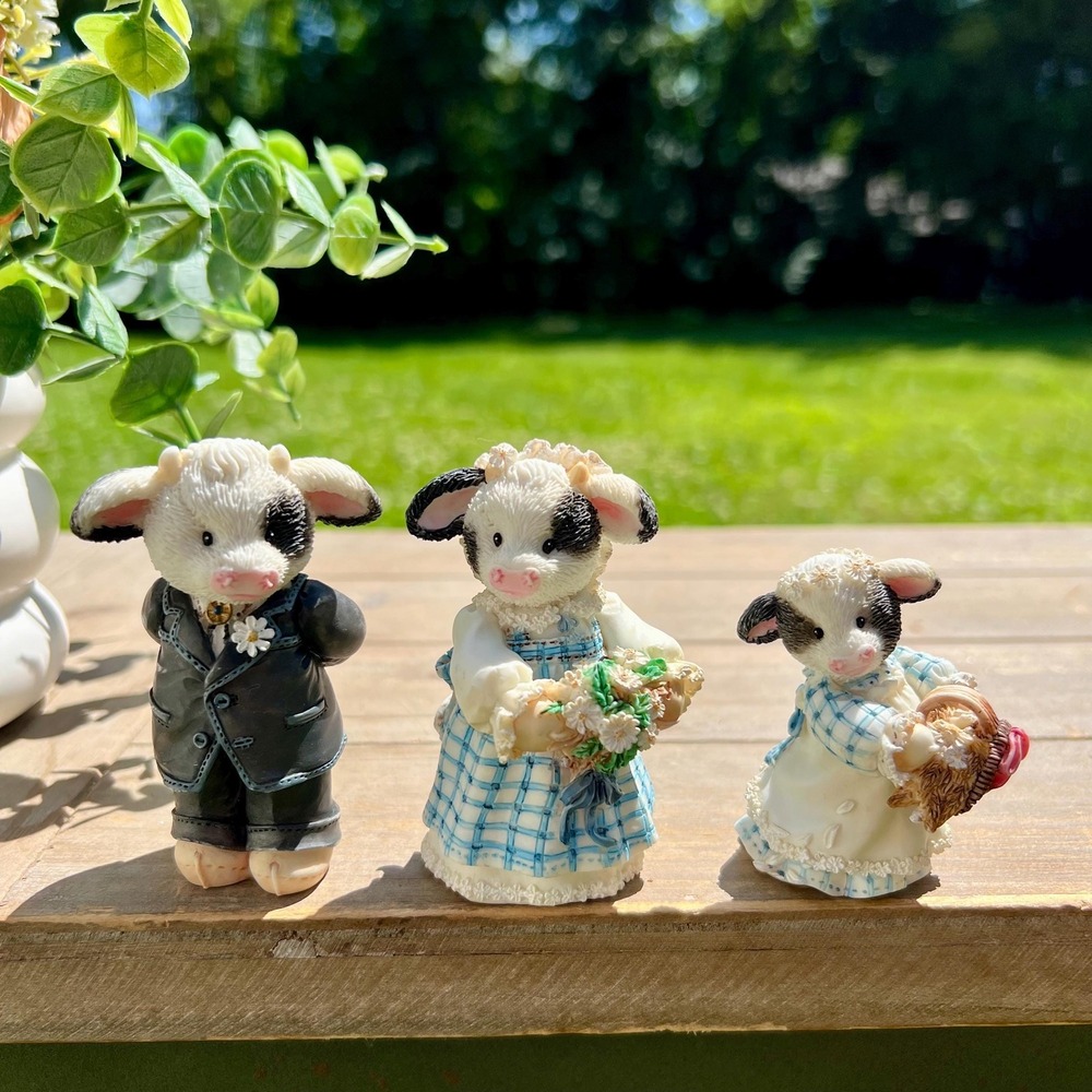 Mary Moo Moos Milk Maid, Best Bull, Flour Girl Figurines | Set of 3